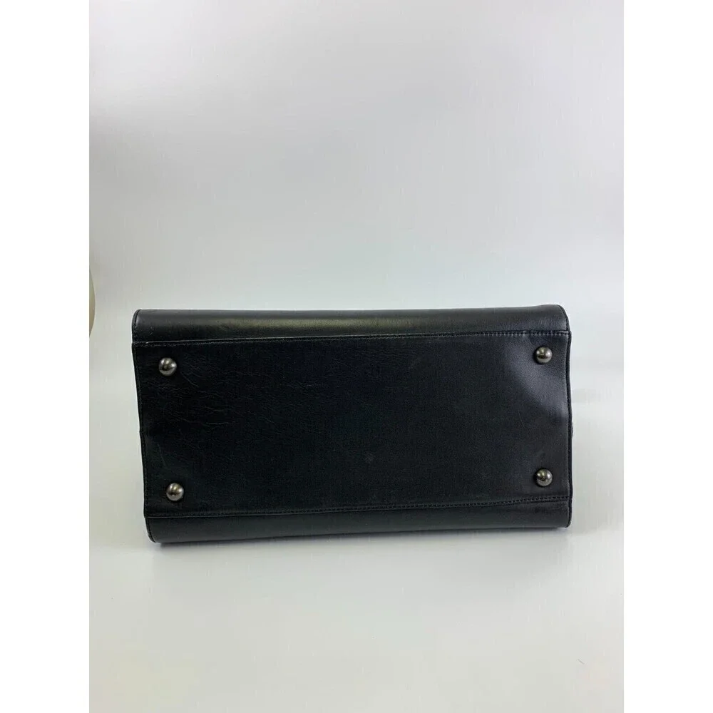 BOGO Zac Posen Satchel Purse Black Leather Fur Stripes Tote Crossbody Strap Snap - Picture 7 of 16